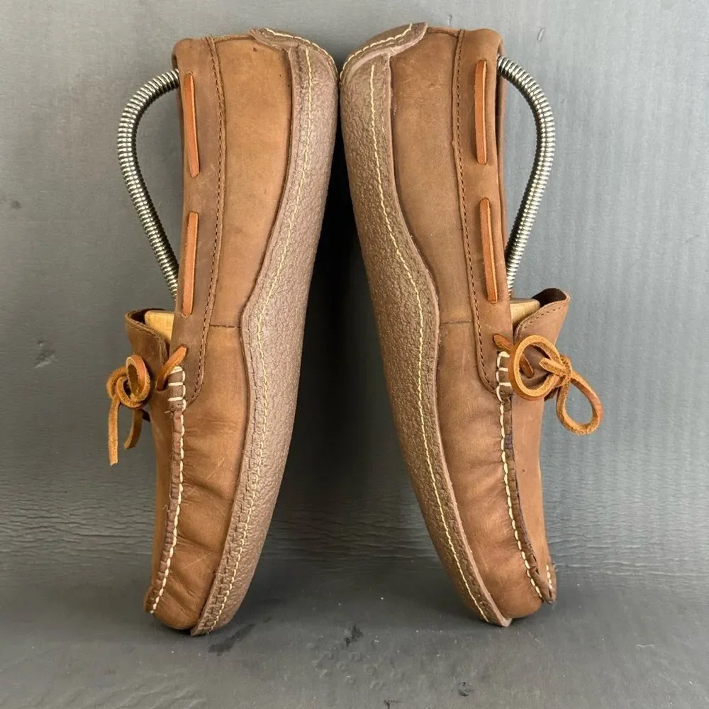 L.L. Bean Men's Handsewn Flannel-Lined leather Slippers shoes size